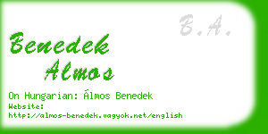 benedek almos business card