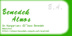 benedek almos business card